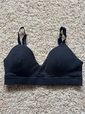 Kindred Bravely Signature Ribbed Cotton Maternity & Nursing Bra Black Sz L